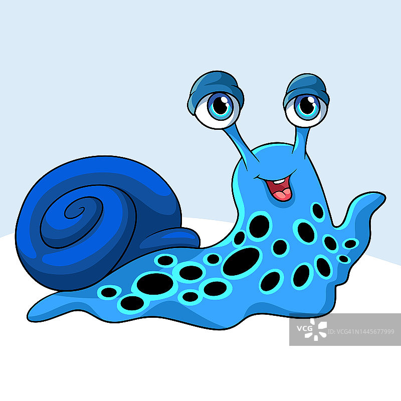 卡通蓝色蜗牛孤立在白色背景图片素材