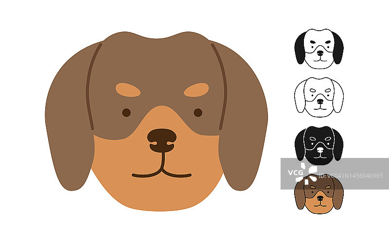 狗罗威纳犬面部卡通人物设定小狗幼稚的符号口鼻线涂鸦图标狗宠物图片素材