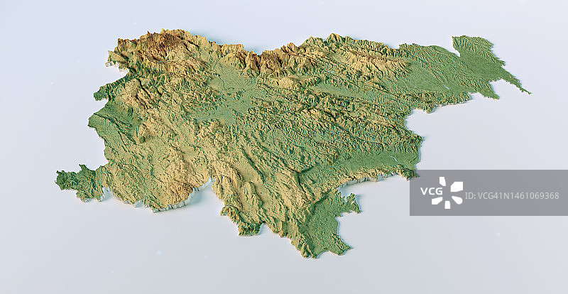 斯洛文尼亚地形图3D视图彩色隔离图片素材