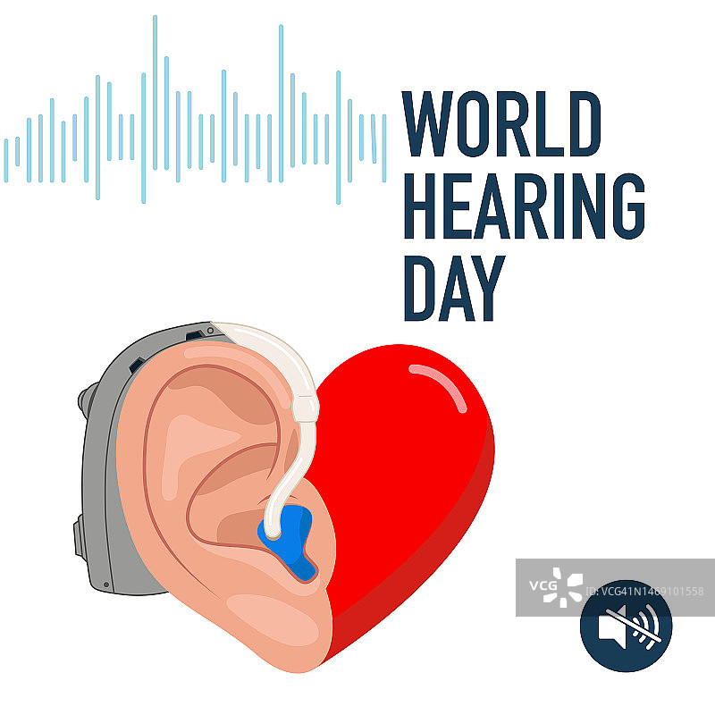 世界听力日。为听障人士及失聪人士而设的助听器。图片素材