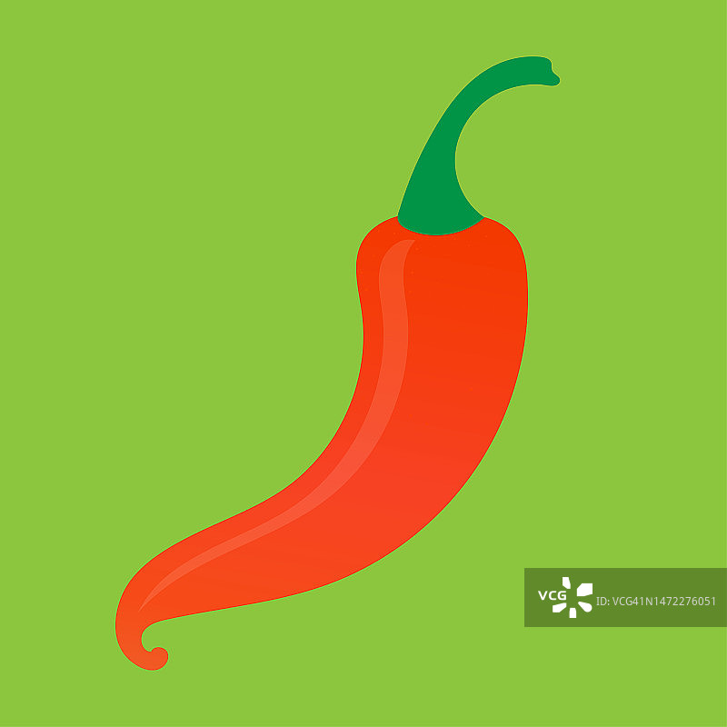 绿色背景上的红辣椒。辣椒纸插图。图片素材