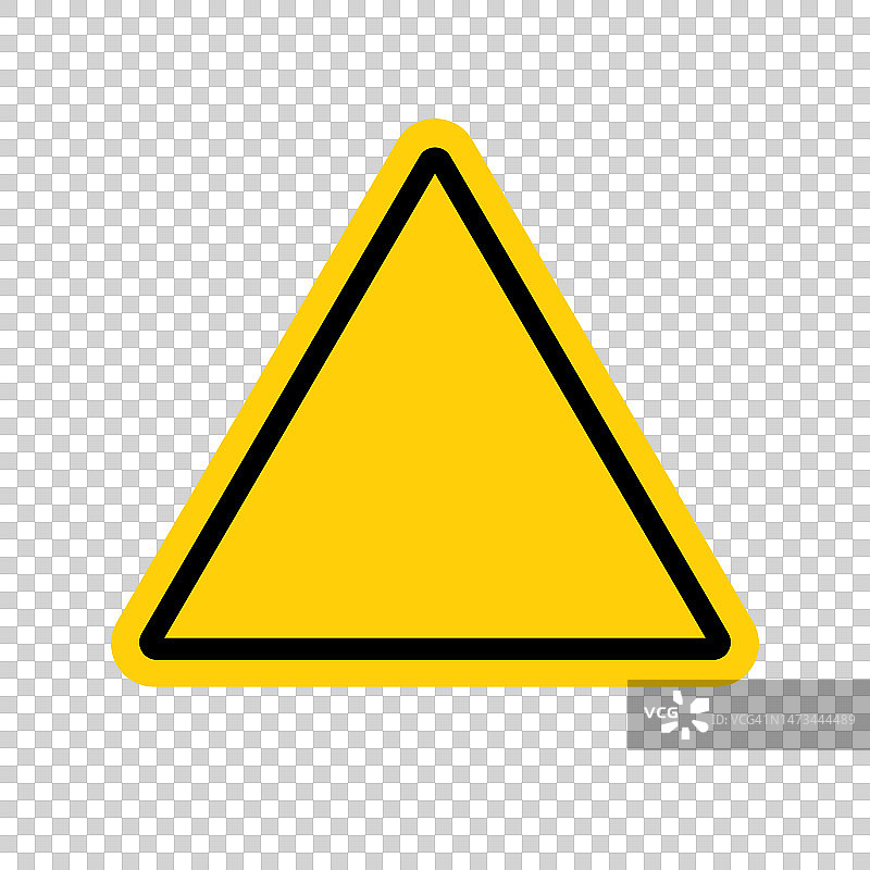 黄色三角形标志隔离在透明背景上。向量。图片素材