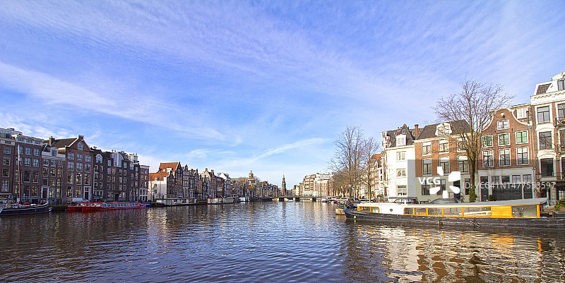 阿姆斯特丹运河全景图图片素材