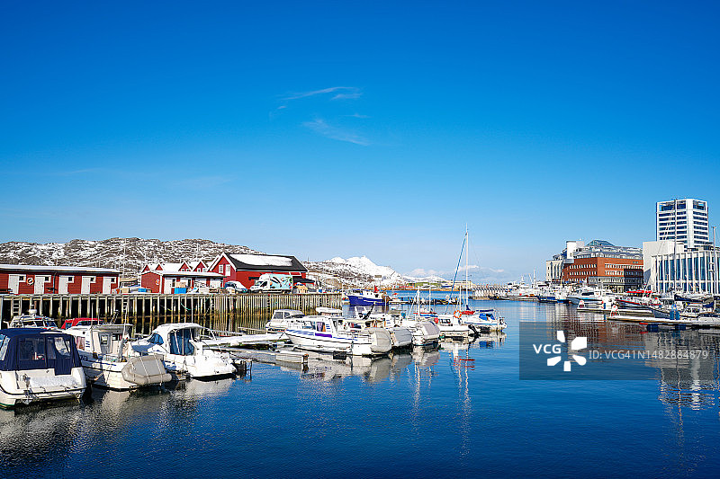 挪威北部Bodo的小船港口。图片素材