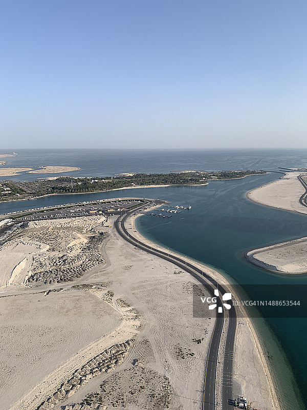 阿拉伯联合酋长国，晴朗天空下的高角度沙滩图片素材