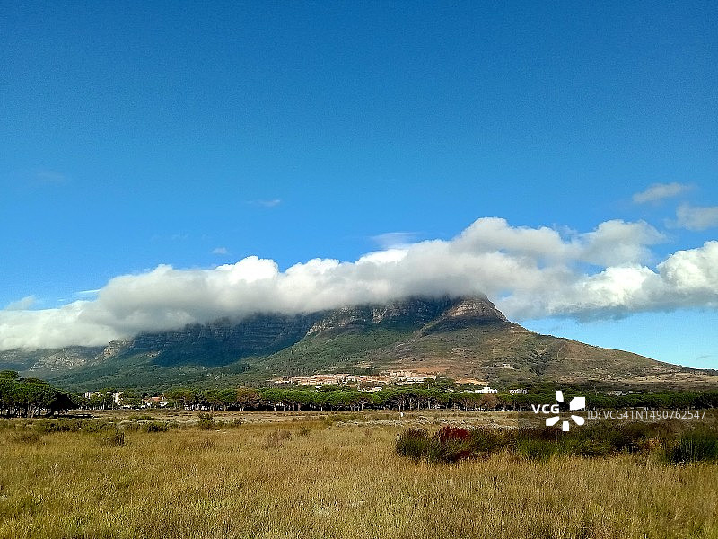 南非开普敦，天空映衬下的田野风景图片素材