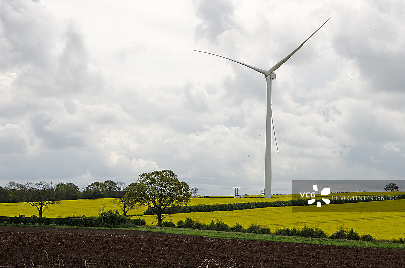 英国，风力涡轮机对着天空的景观图片素材