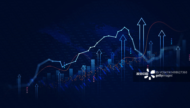 数字数据金融投资交易图表。业务图表数据图表和增长财务报告信息。图片素材