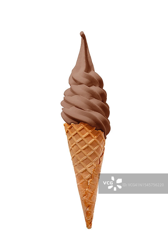 威化蛋筒里的奶油巧克力冰淇淋图片素材
