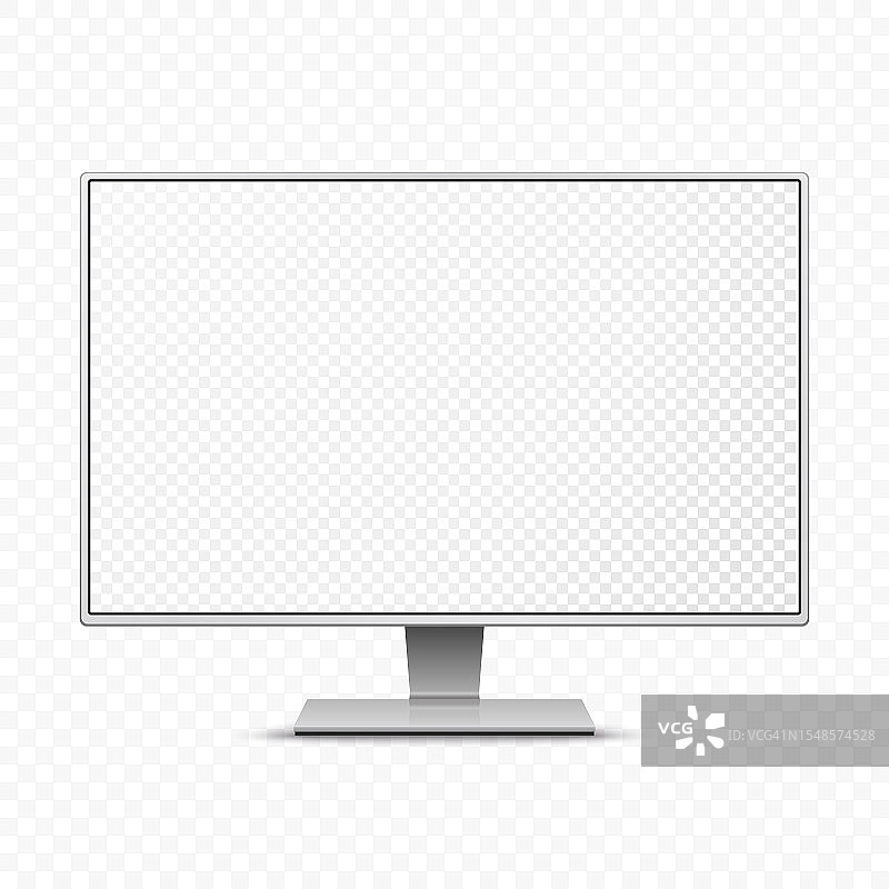 矢量3d现实的现代电视屏幕。简约时尚的液晶面板，Led电视框架。大型计算机显示器显示样机设计。空白电视模板。目录，网站概念。前视图图片素材