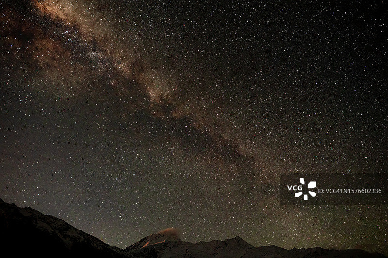 新西兰库克山的低角度夜景图片素材