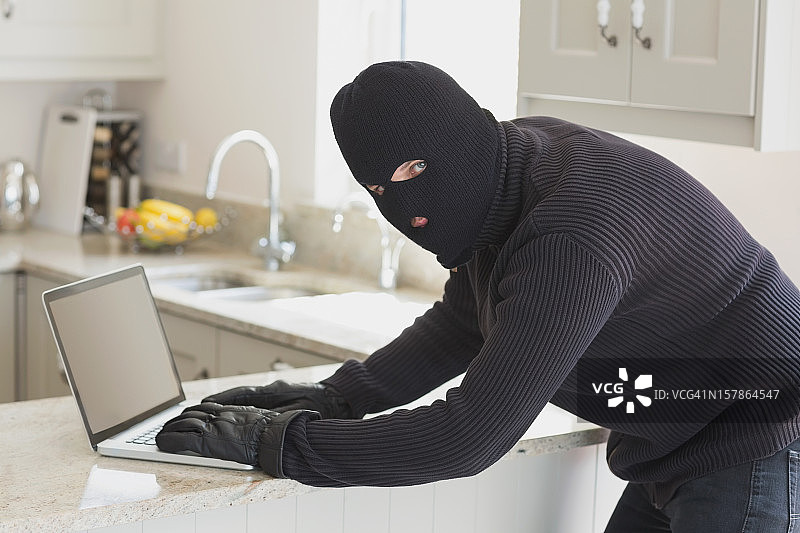 强盗在笔记本电脑图片素材