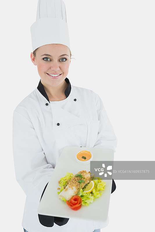 女厨师提供健康食品图片素材