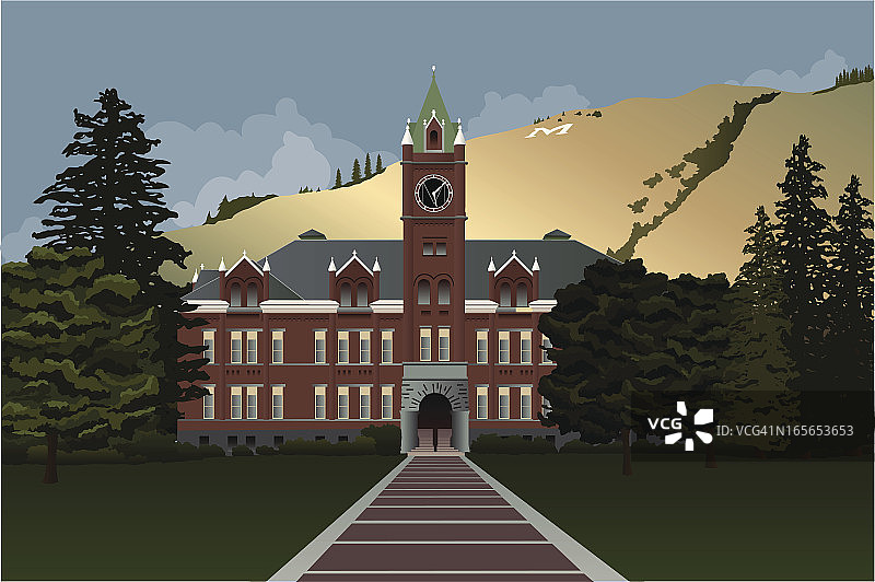 背景为希尔的蒙大拿大学大厅图片素材