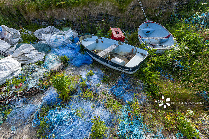 爱尔兰，废弃的渔网图片素材