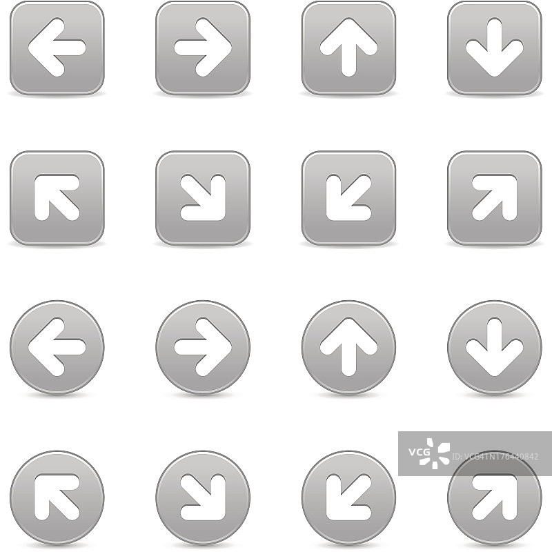 箭头符号灰色方向图标导航按钮正方形圆形形状图片素材