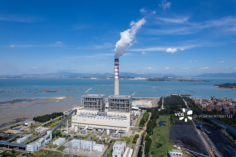 用煤发电的化工厂鸟瞰图图片素材