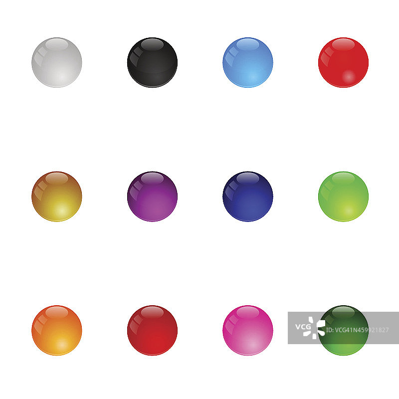 收集多彩的光泽球。组1。孤立。向量图片素材