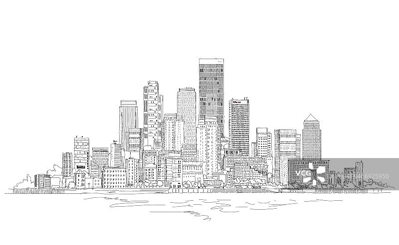 伦敦金丝雀码头的草图图片素材