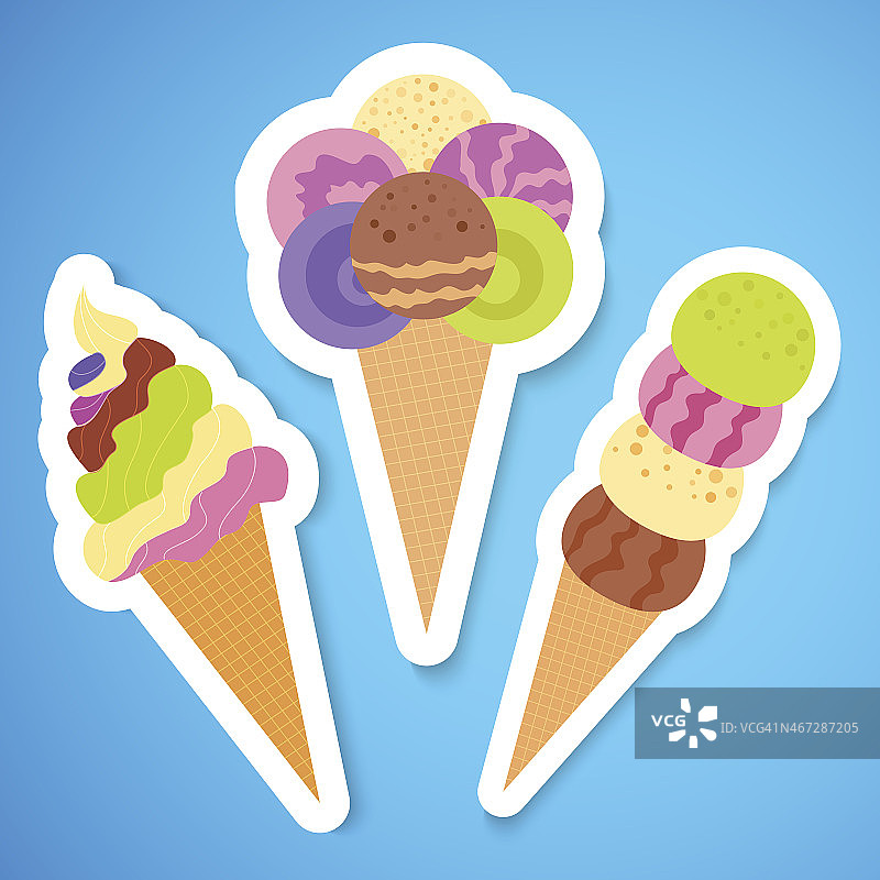 设置彩色冰淇淋图标图片素材