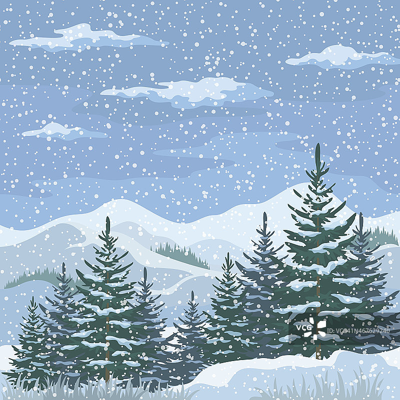 圣诞冬季山景图片素材