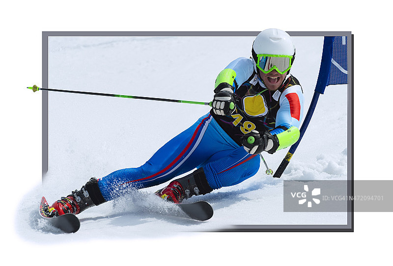 大回转滑雪者创造3D外观的相框照片图片素材