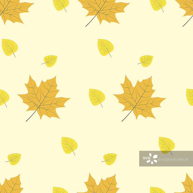 秋黄叶无缝图案矢量图片素材