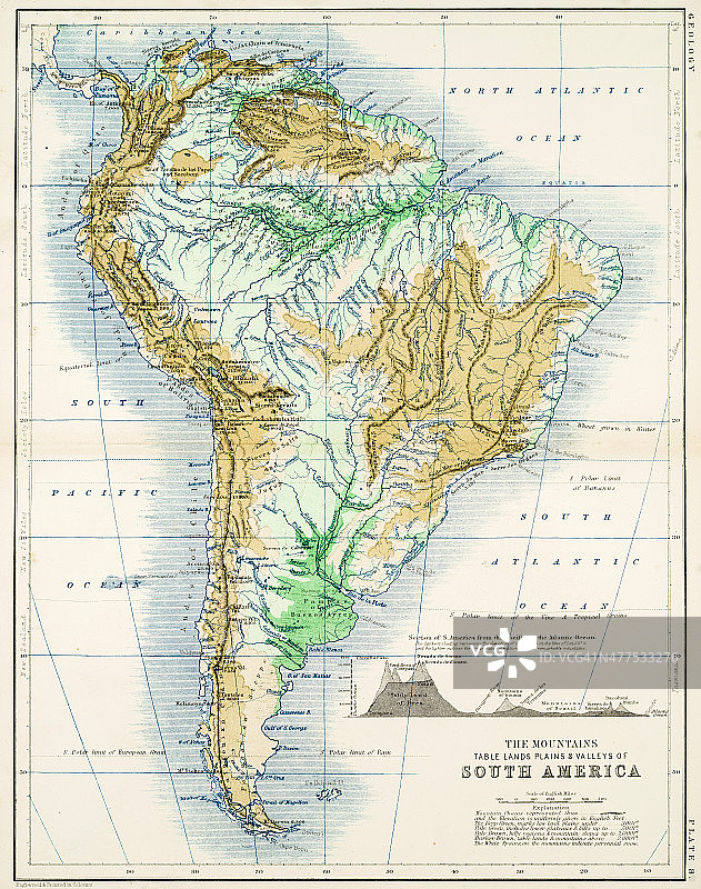 1861年的南美地图图片素材