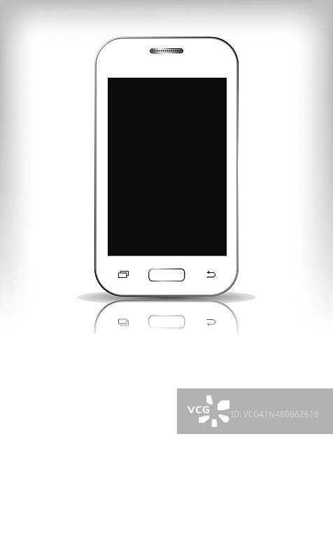 真实的手机与黑色屏幕隔离在白色背景图片素材