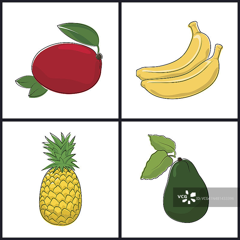 芒果、香蕉、Pineapple的图片素材