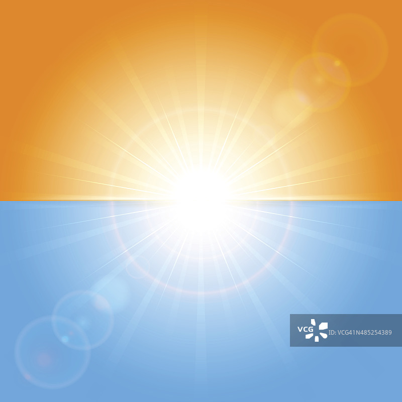 橙色和蓝色的阳光背景图片素材