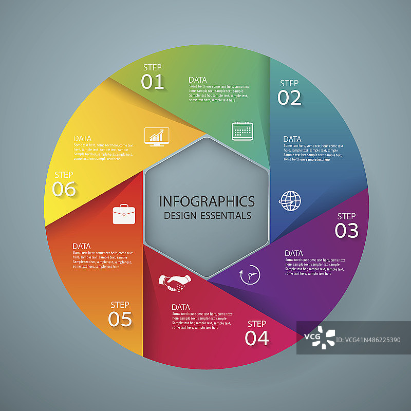 信息图表营销图标，有6个选项的商业概念图片素材