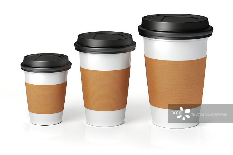 3d渲染-咖啡杯在白色的背景图片素材