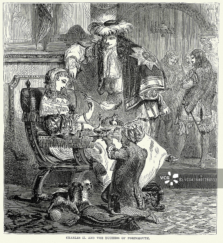查尔斯二世和朴茨茅斯公爵夫人图片素材