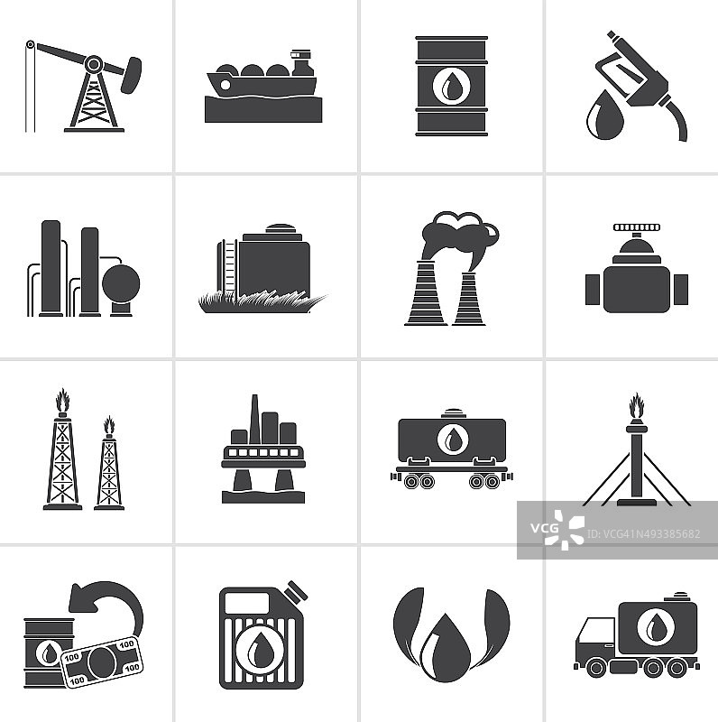 黑色汽油和石油工业标志图片素材