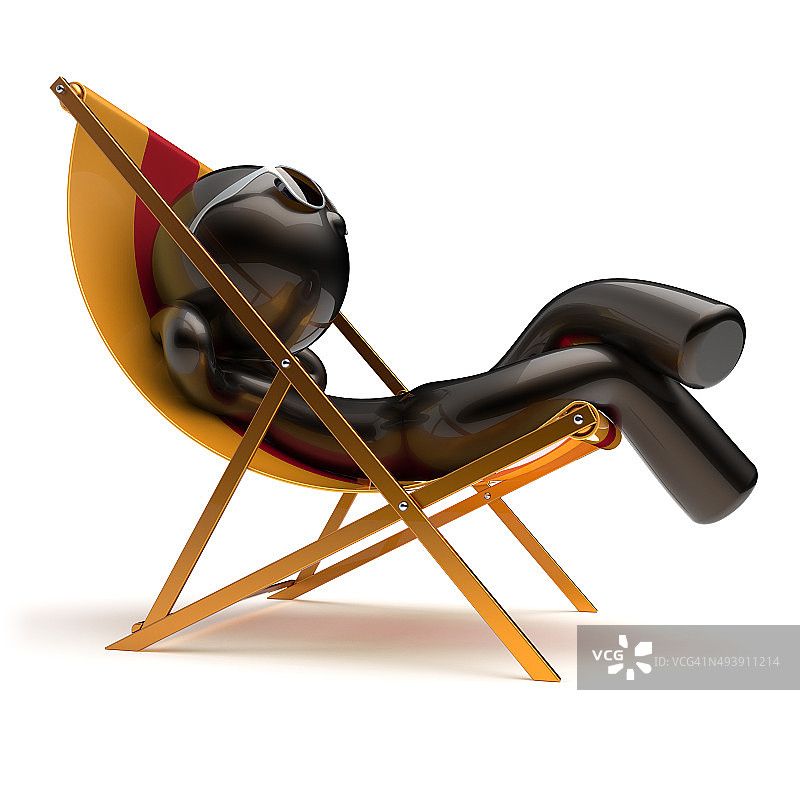 寒冷的人夏天放松悠闲太阳晒伤海滩甲板椅子图片素材