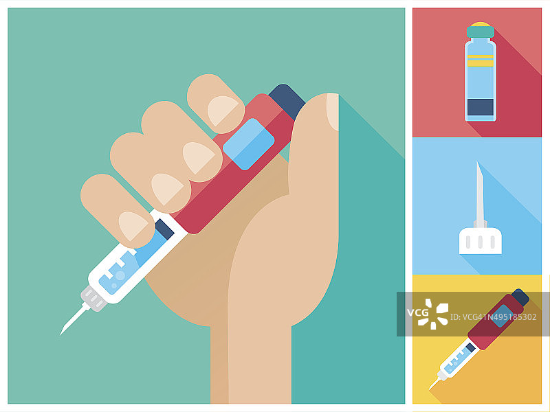 糖尿病图标设置-手握胰岛素注射笔图片素材