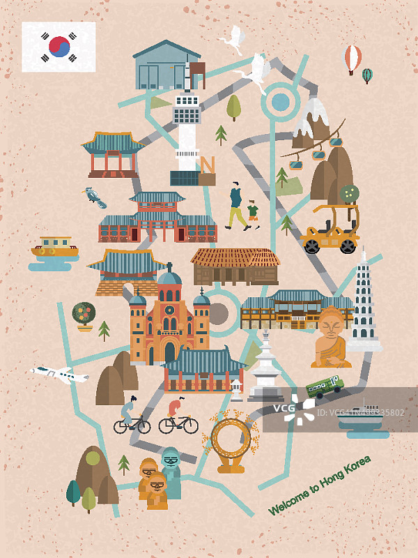 韩国旅游地图图片素材