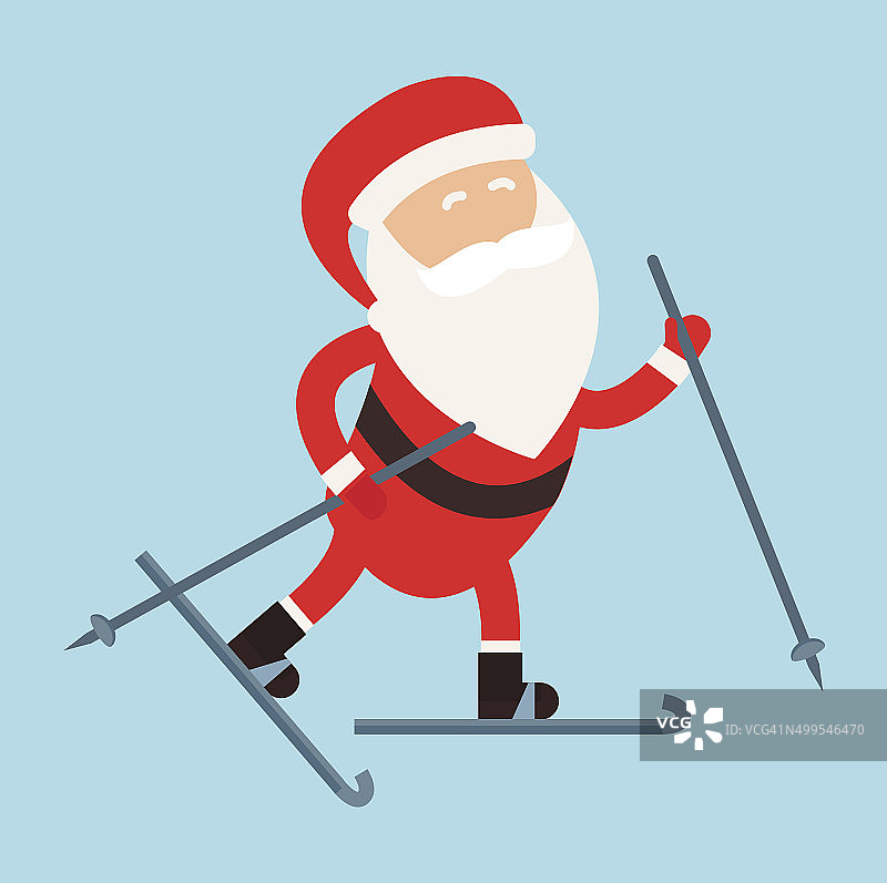 卡通圣诞老人冬季运动插图图片素材