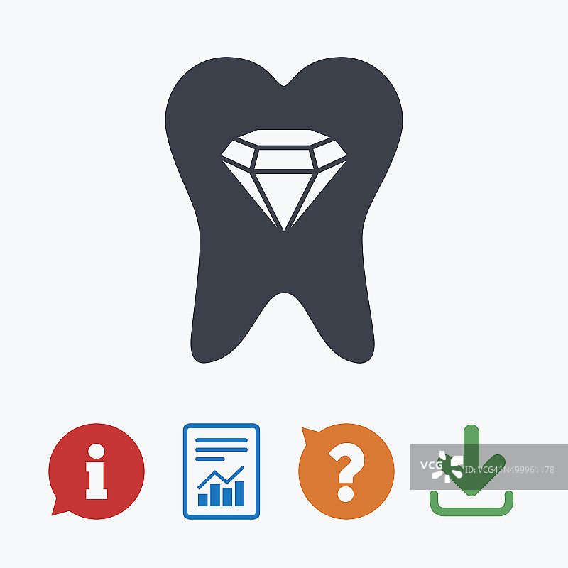 牙齿水晶标志图标。牙科威望的象征图片素材