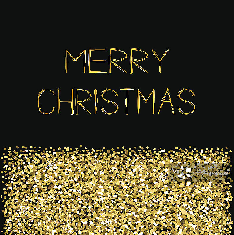 金色闪闪发光圣诞快乐文字贺卡黑色背景图片素材
