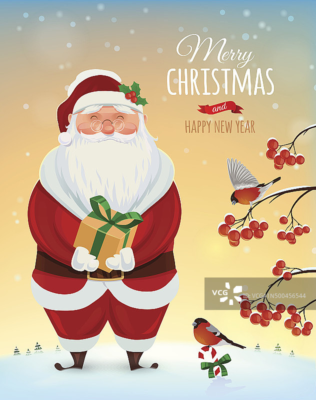 圣诞贺卡，海报。有趣的圣诞老人图片素材