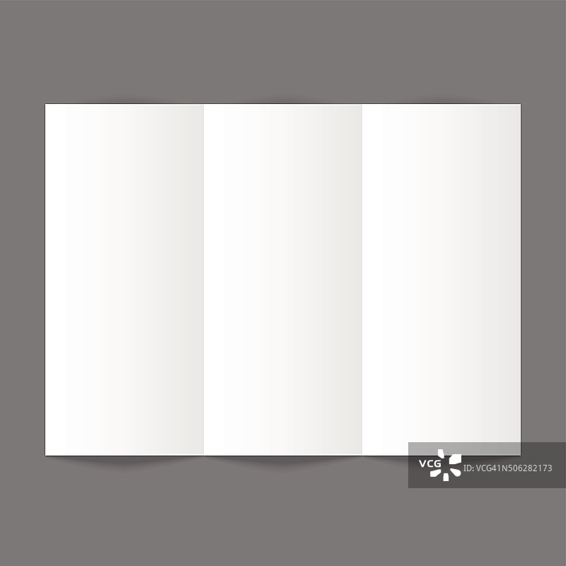 白色文具:灰色背景的空白三层纸宣传册图片素材