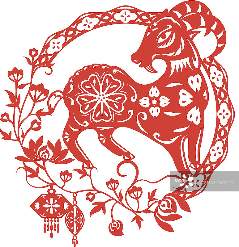 中国羊年的小羊插图图片素材