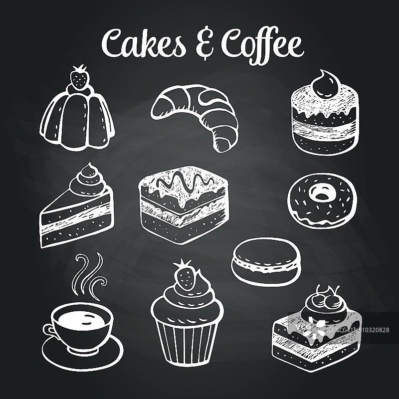 咖啡蛋糕黑板图片素材