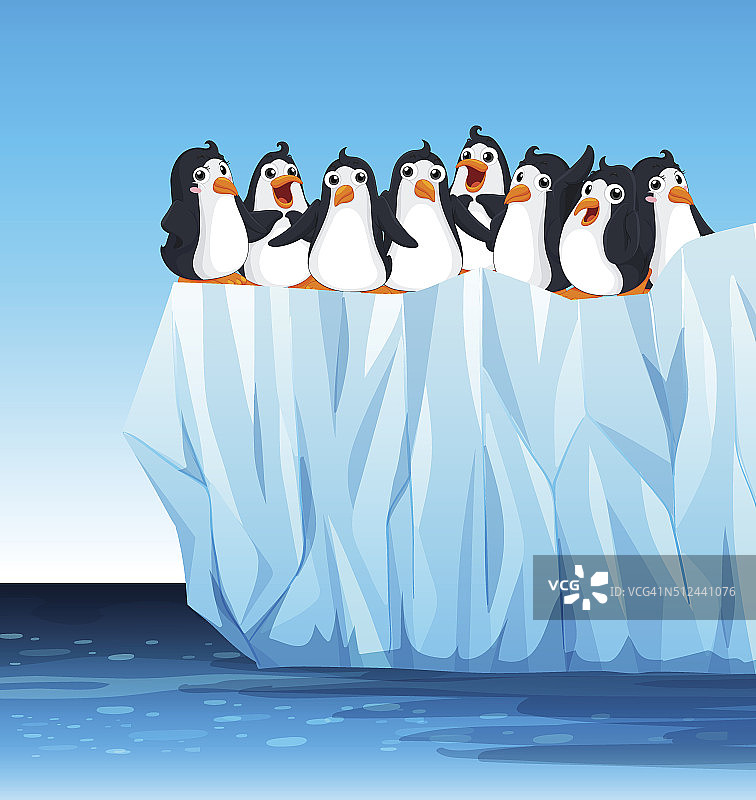 企鹅站在冰山上图片素材