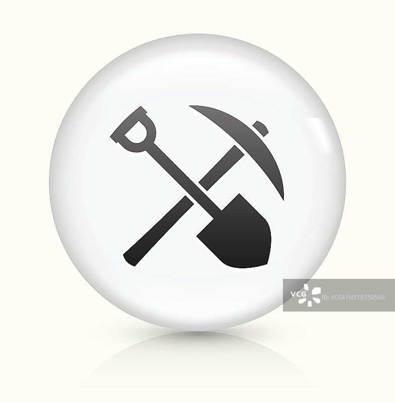 铲子和斧头图标上白色的圆形矢量按钮图片素材