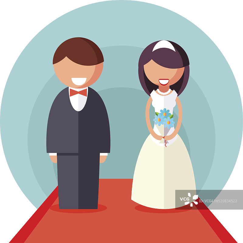 新娘和新郎结婚图标婚礼符号平面设计模板图片素材
