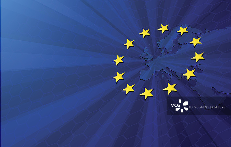 欧洲地图和欧盟旗帜图片素材