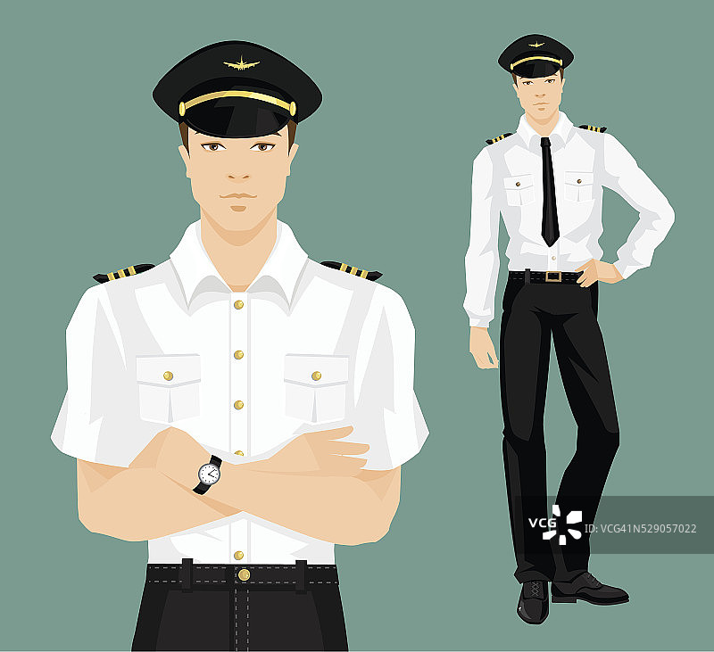 矢量插图的飞行员在正式的衣服图片素材